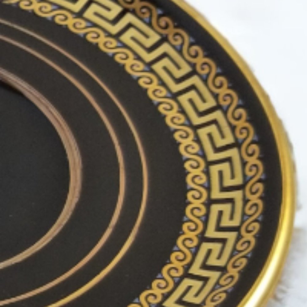 Black & Gold Miniature  Plates Greek Key by Portmeirion 2-Pcs Set 1960s - Picture 8 of 9